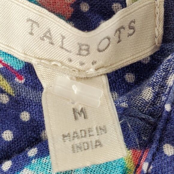 🔺️Talbots Blue Sailboat Print Buttoned Adjustable Long Sleeve Shirt Medium - Picture 9 of 10